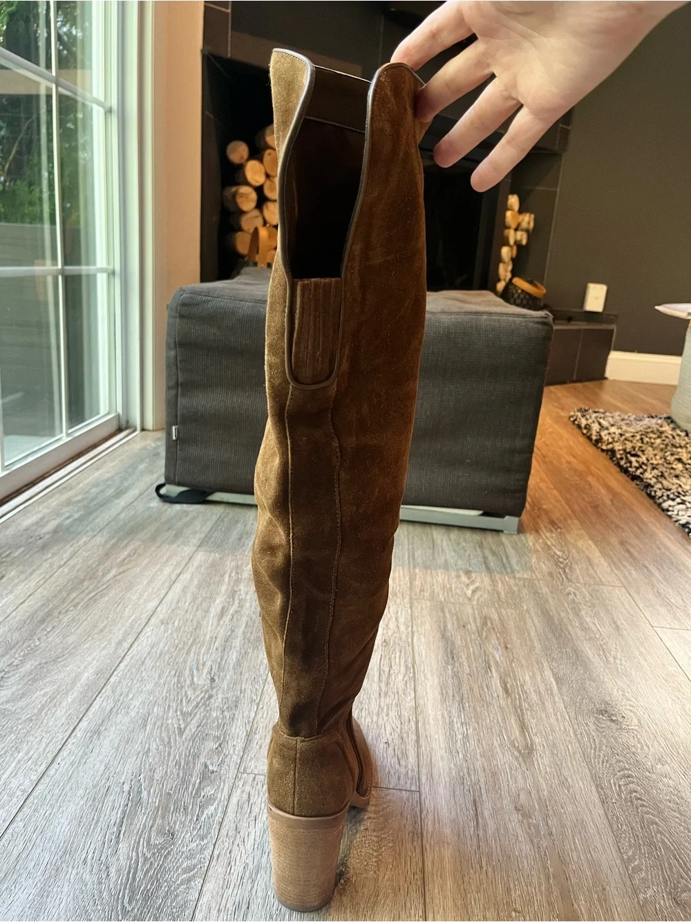 Vince Camuto Chestnut Brown Suede Over-the-Knee Block Heel Boots